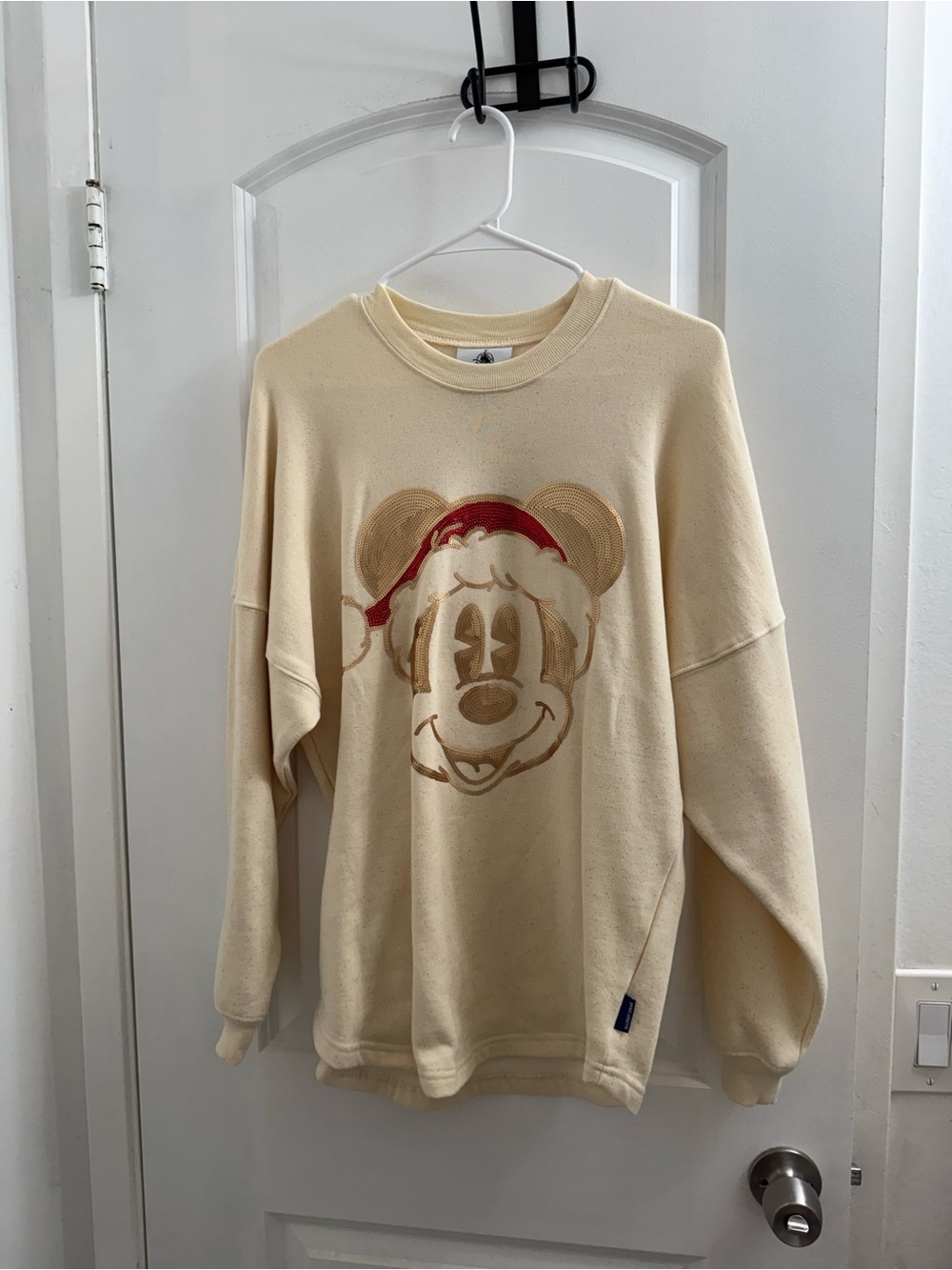 Cream Disney Holiday Mickey Graphic Crewneck Sweater